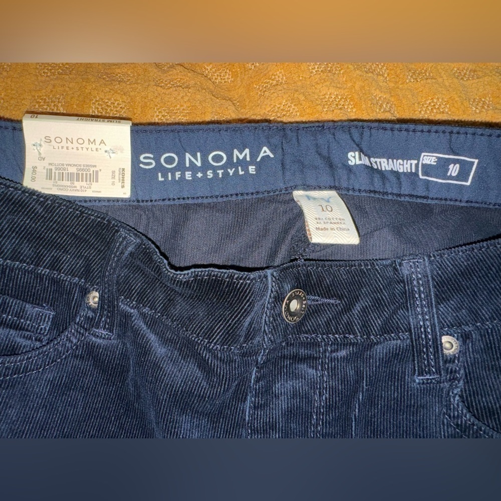 NEW Sonoma Black Corduroy Mid Rise Stretch Slim Straight Jeans size 10 - Picture 4 of 4